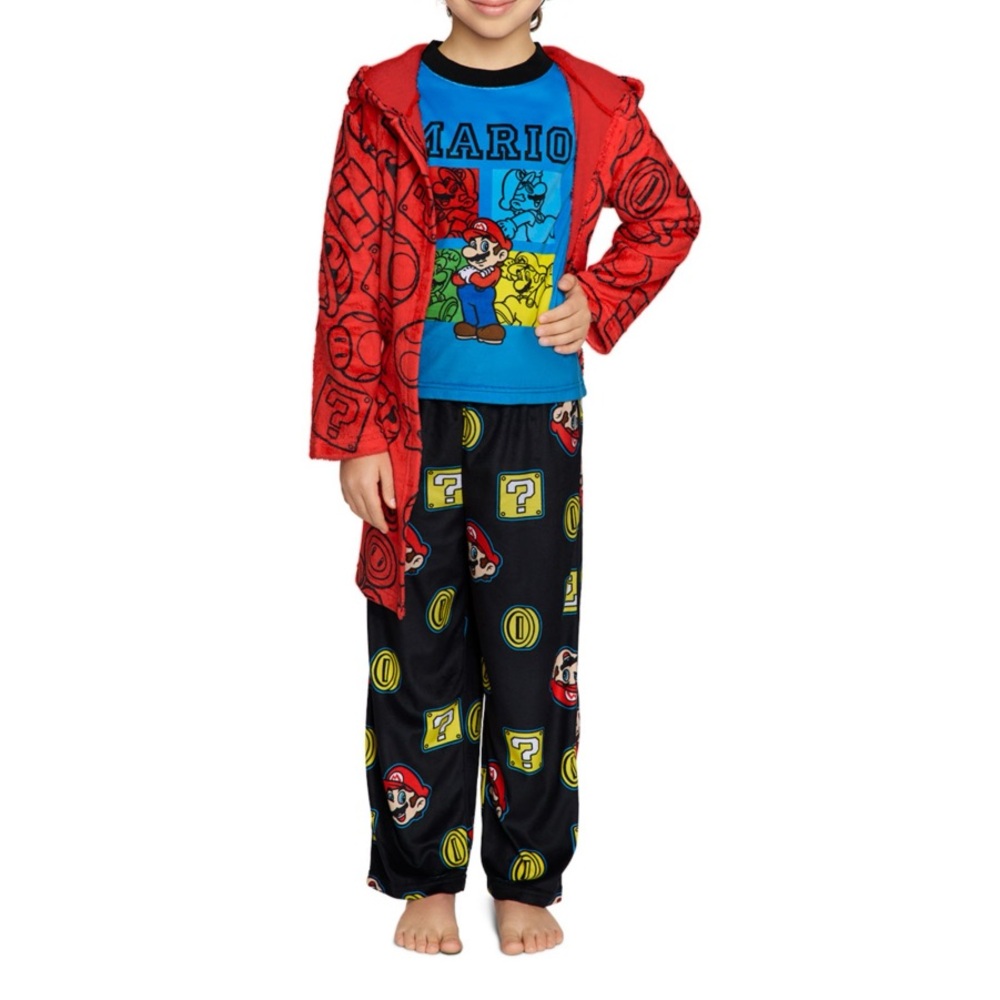 (NEW) Mario - Character Boys 3-Piece Robe & Pajama Set